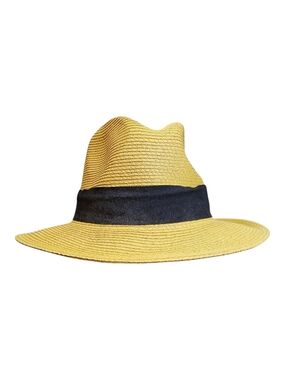 Travaux En Cours Women's Yellow  Sage Straw Fedora Hat, Sz 56